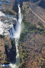 Zimbabwe, Matabeleland North Province,  Zambesi River, the Victoria Falls, listed as World Heritage by UNESCO (aerial view)