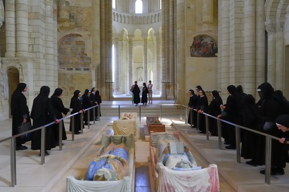 France, Maine et Loire, Loire Valley listed as World Heritage by UNESCO, Fontevraud l' Abbaye, Fontevraud Abbey Church, House of Plantagenet recumbent statues