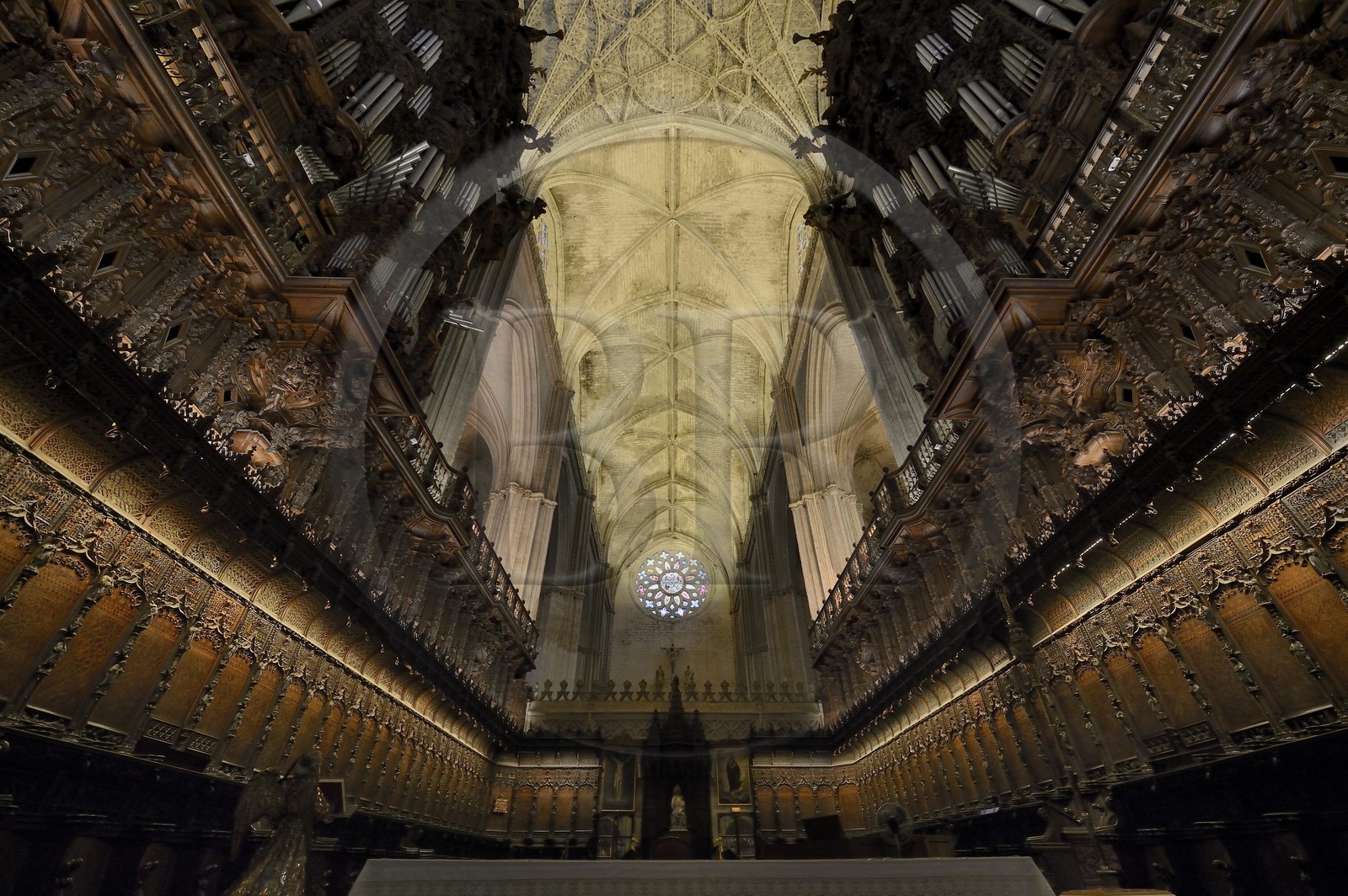 Espagne, Andalousie, Séville, la cathédrale, classé Patrimoine Mondial de l'UNESCO, le chœur occupe le centre de la nef