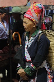 Vietnam, Lao Cai province, North-West Sapa district, multi-ethnic market at Muong Hum, woman from the Red Dzao minority