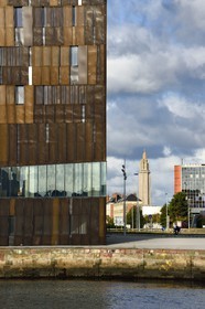 France, Seine Maritime, Le Havre, docks area, the Eure basin, Ecole Nationale Superieure Maritime (ENSM) which trains the officers of the Merchant Navy and the St. Joseph's Church in the background