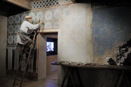 France, Aude, cathar castle from the village of Villerouge Termenes in the heart of the Corbieres