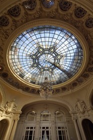 France, Allier (03), Vichy, Palais des Congrès (Congress Palace) and Opera, Art Nouveau glass roof of the former Grand Casino grand hall (salle Berlioz) dome
