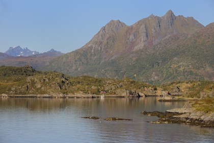 Norvège, Nordland, Iles Lofoten, le Raftsundet, détroit qui sépare Austvagoy de l'île d'Hinnoya