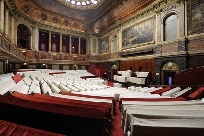 France, Yvelines, Chateau de Versailles, listed as World Heritage by UNESCO, Midi Wing, semicircular auditorium of the Parliament Congress