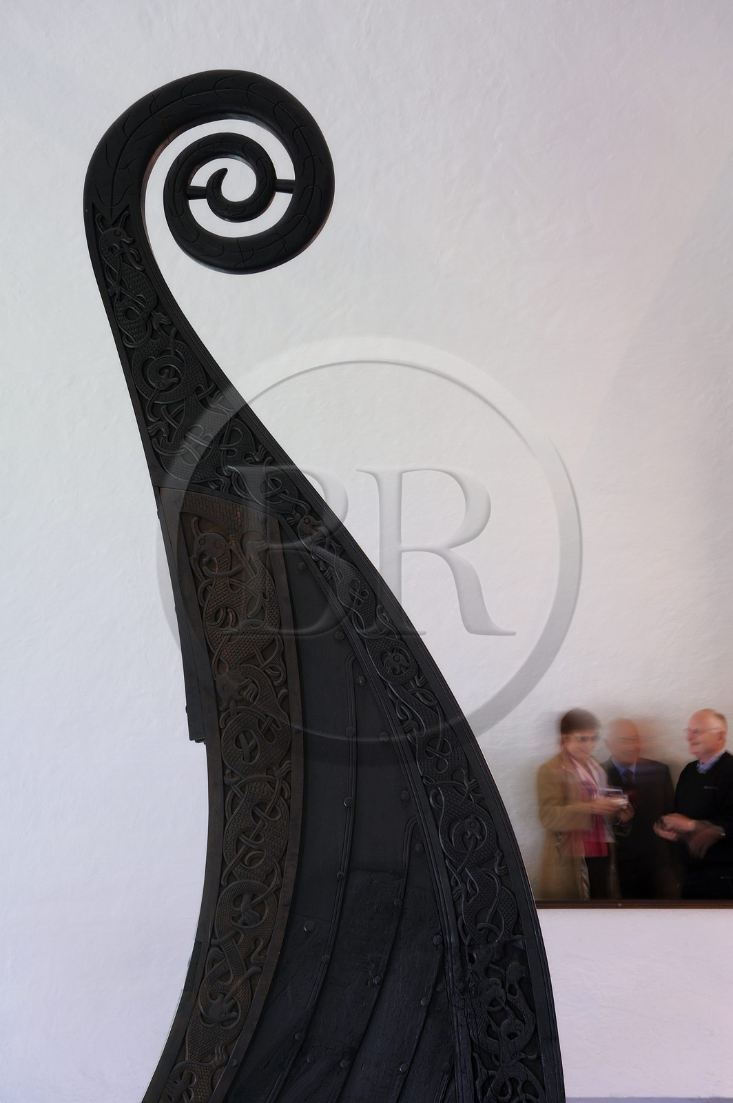 Norvège, Oslo, presqu'île de Bygdoy, musée des Bateaux vikings, le drakkar d'Oseberg (9ème siècle), détail