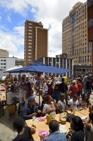 South Africa, Gauteng Province, Johannesburg, Braamfontein district, Neighbourgoods Market on saturdays is as much a source for farm fresh foods and specialty goods as it is a meeting point to enjoy community, swop ideas and stories, and be inspired by the energy that makes Joburg
