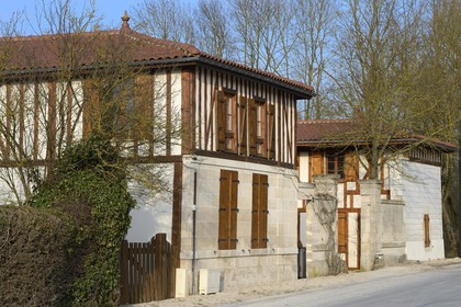 France, Marne, village of Saint-Amand-sur-Fion,  half timbered farm and former post