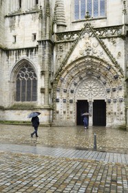 France, Finistere, Quimper, St Corentin Cathedral, portal