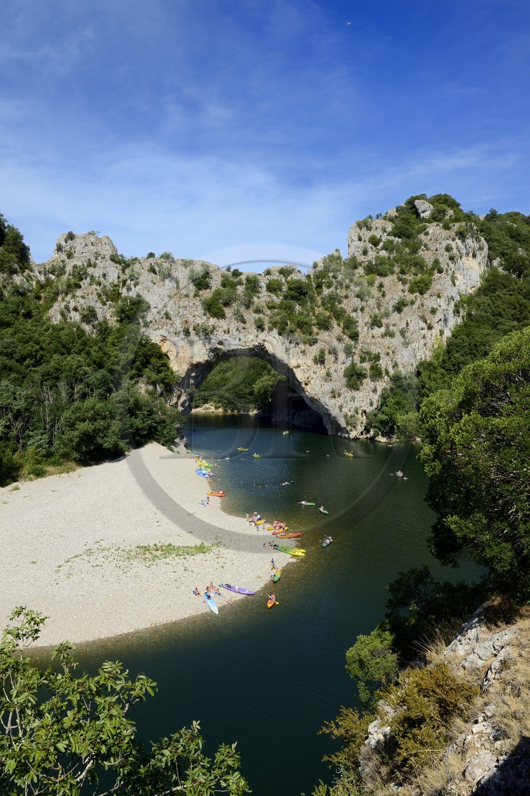 France, Ardèche (07), les Gorges de l'Ardèche, Vallon Pont d'Arc, le Pont d'Arc sur l'Ardèche