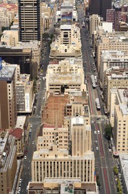 South Africa, Gauteng Province, Johannesburg, CBD (Central Business District), downtown view from the Carlton Center tower, Commissioner street and Main street