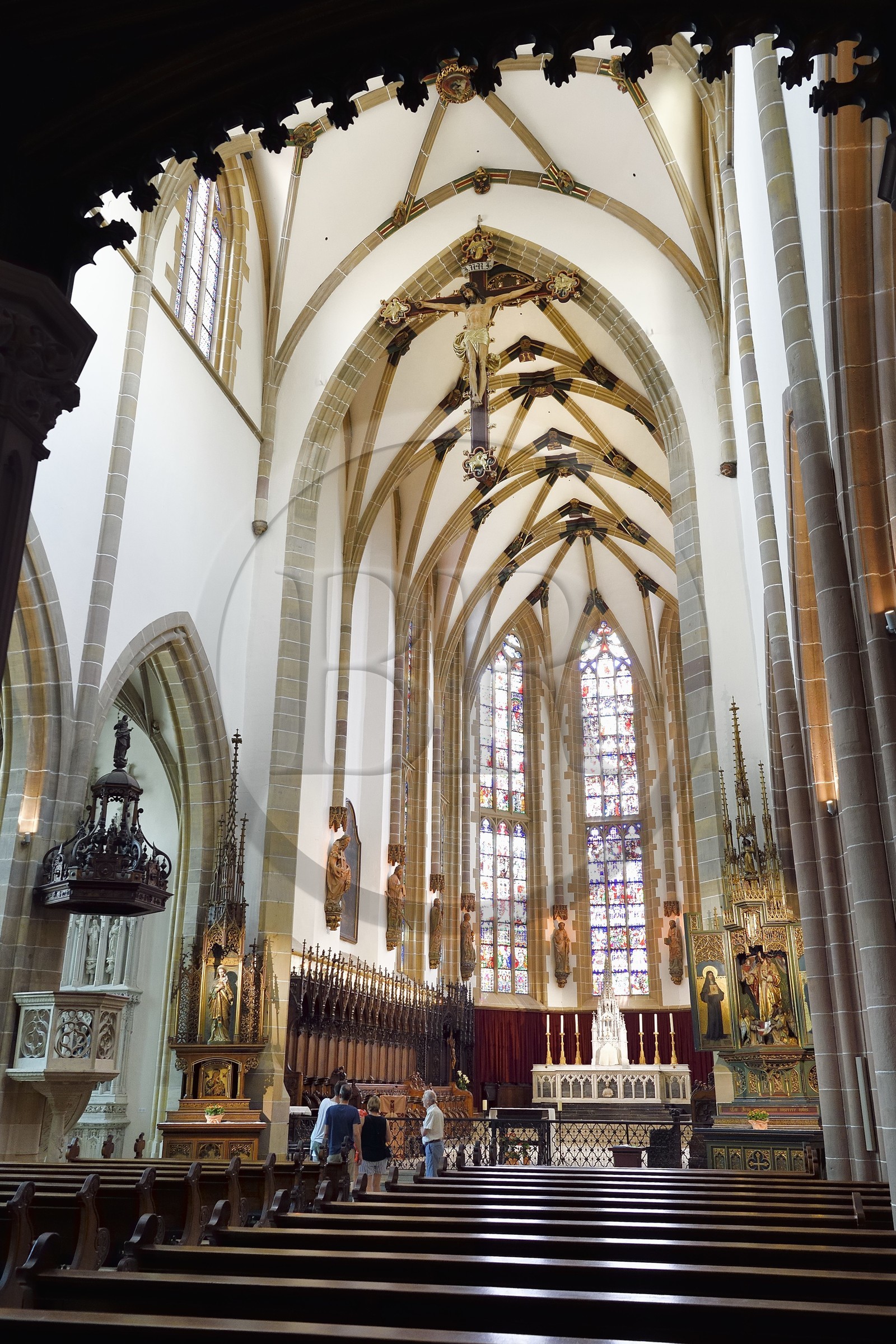 France, Haut-Rhin (68), Route des vins d'Alsace, Thann, la collégiale Saint-Thiebaut du XIVème siècle