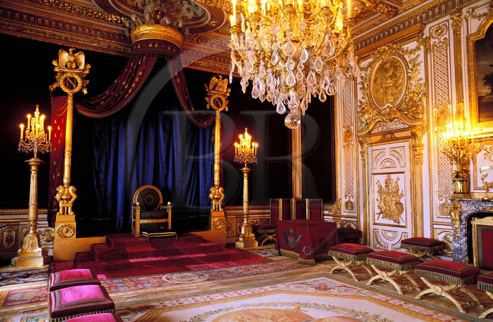France, Seine-et-Marne (77), château de Fontainebleau, grands appartements des souverains, Salle du Trône (Napoléon)