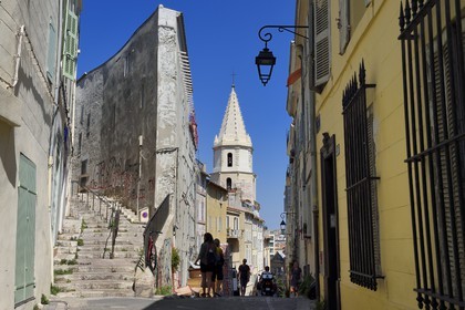 France, Bouches-du-Rhône (13), Marseille, quartier du Panier, montée des Accoules, église Notre Dame des Accoules