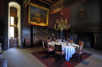 France, Maine et Loire, Chateau de Montreuil Bellay, dining room