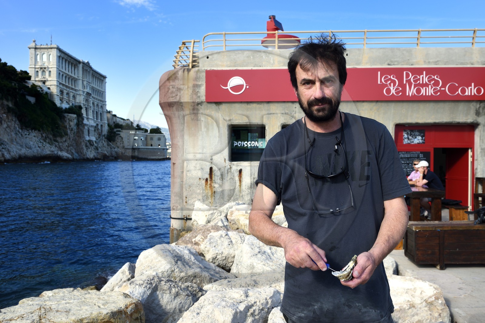 Principauté de Monaco, Monaco, le musée océanographique sur le Rocher, élevage d'huitres Les Perles de Monte-Carlo, l'aquaculteur et ostréiculteur Frédéric Rouxeville