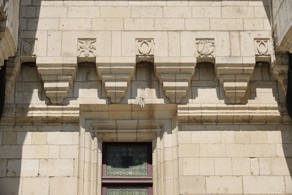 France, Loir et Cher, Loire Valley, listed as World Heritage by UNESCO, Chaumont sur Loire castle, 2D crest Dianne de Poitiers and horn, bow and quiver attributes of Diana the Huntress