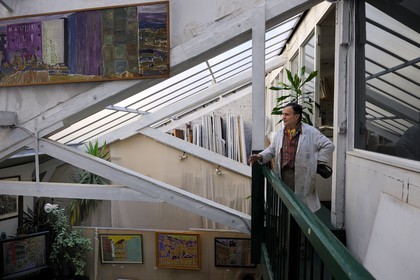 France, Paris (75), la Butte Montmartre, atelier d'art Lepic de l'artiste peintre-graveur Henri Landier