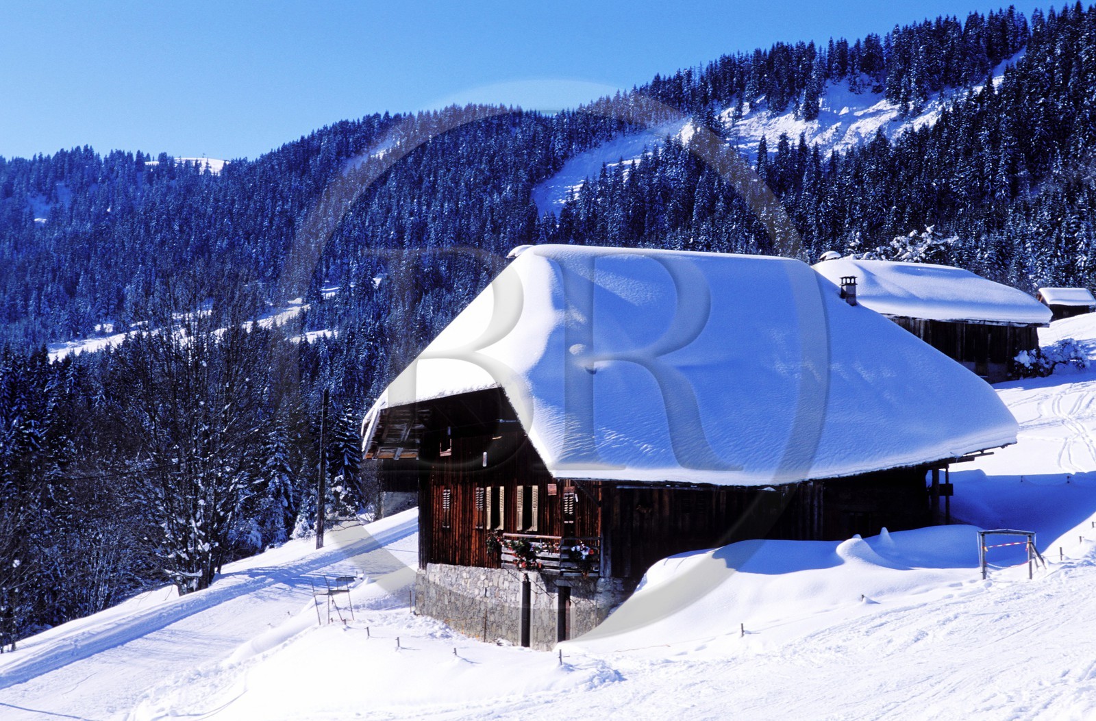 France, Haute-Savoie (74), village de Morzine, station de sports d'hiver (domaine des portes du soleil)