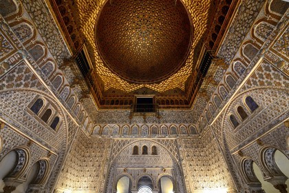 Espagne, Andalousie, Séville, Alcazar de Séville (Reales Alcazares de Sevilla), classé Patrimoine Mondial de l'UNESCO, Salon des Ambassadeurs (Salon de Embajadores)