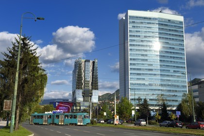 Bosnia and Herzegovina, Sarajevo, Government of Bosnia and Herzegovina Building and the Sarajevo City Center mall in the background
