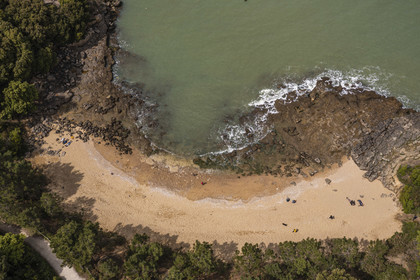 France, Charente-Maritime (17), Ile d'Aix, la crique de la plage des Sables d’Or (vue aérienne)
