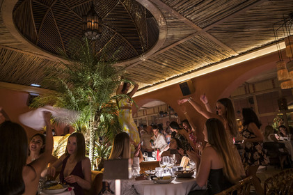 France, Alpes-Maritimes, Cannes, festive dinner at the trendy restaurant Le Salama