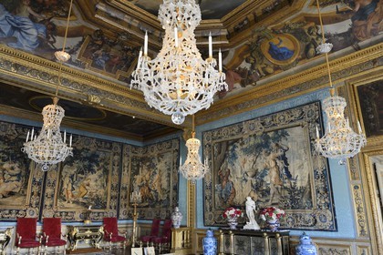 France, Seine-et-Marne (77), Maincy, le château de Vaux-le-Vicomte, la chambre des Muses ou chambre de Fouquet est décorée d'un plafond et d'une voussure de Le Brun