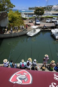 France, Reunion island (French overseas department), West Coast, Saint Gilles les Bains, fishermen in the marina