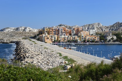 France, Bouches du Rhone, Marseille, Calanques National Park, archipelago of Frioul islands, Ratonneau island, the village and port of Frioul