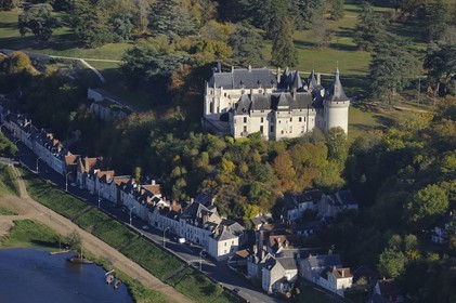 France, Loir et Cher, Loire Valley, listed as World Heritage by UNESCO, Chaumont sur Loire, the castle (aerial view)