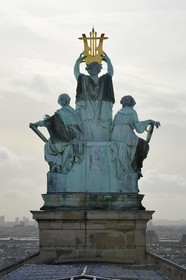 France, Paris, Garnier Opera, Apollo, Poetry and Music roof sculpture by Aimé Millet (around 1860-1869)