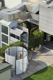Italie, Lombardie, Milan, terrasse sur les toits d'une salle de sport et de fitness