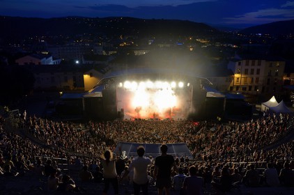 France, Isere, Vienne along the Rhone river, the roman theatre adapted to accommodate the Jazz a Vienne festival