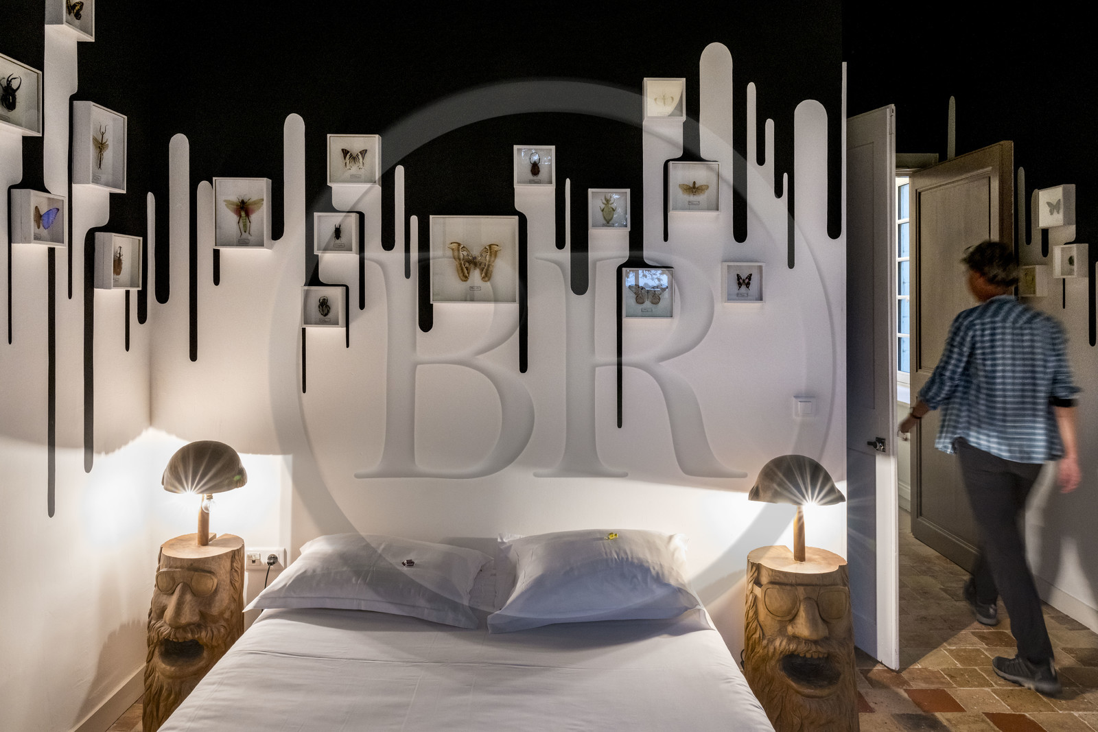 France, Loire-Atlantique (44), Saint-Jean-de-Boiseau, collection d'art contemporain Estuaire, chambres d'hotes qui sont des Chambres d'artistes au Chateau du Pé, chambre Est-il bien prudent d’envoyer des messages aux extra-terrestres ? crée par Mrzyk et Moriceau