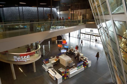 France, Ille-et-Vilaine, Rennes, building of Champs Libres from architect Christian de Portzamparc, the Brittany Museum (Musée de Bretagne),