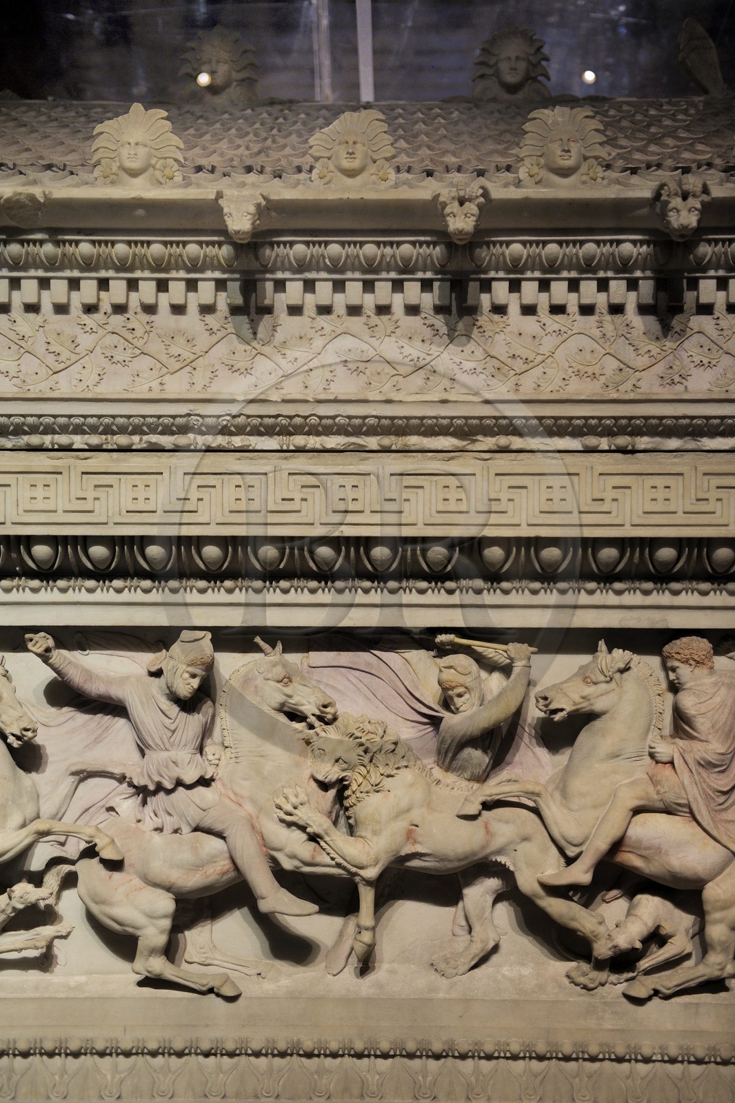 Turquie , Istanbul, centre historique classé Patrimoine Mondial de l'UNESCO, Musées archéologiques d'Istanbul dans les dépendances du Palais de Topkapi, sarcophage d'Alexandre du fin IVe siècle avant JC
