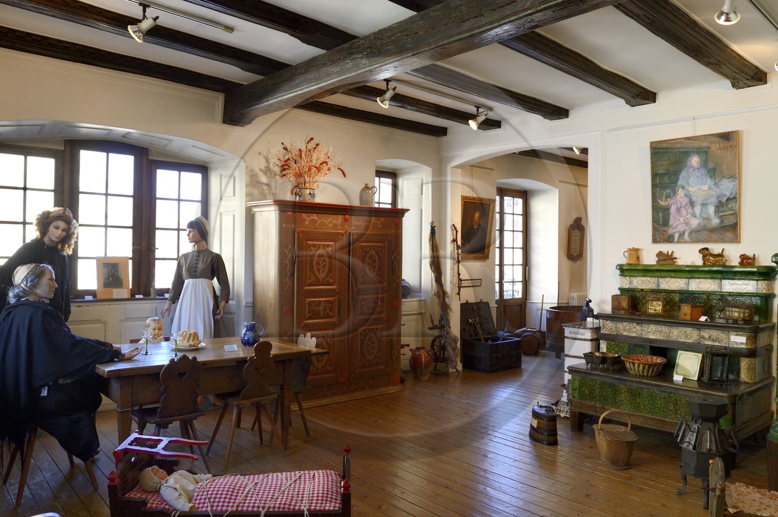 France, Haut Rhin, Sundgau, Altkirch, Sundgau museum, local interior home reconstitution