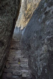 Zimbabwe, Masvingo province, the ruins of the archaeological site of Great Zimbabwe, UNESCO World Heritage List, 10th-15th century, staircase leading to the Hill Complex