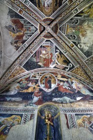 France, Alpes-Maritimes, Roya Valley, La Brigue, Notre Dame des Fontaines Chapel, 15th century frescos from the heard attributed to Giovanni Baleison