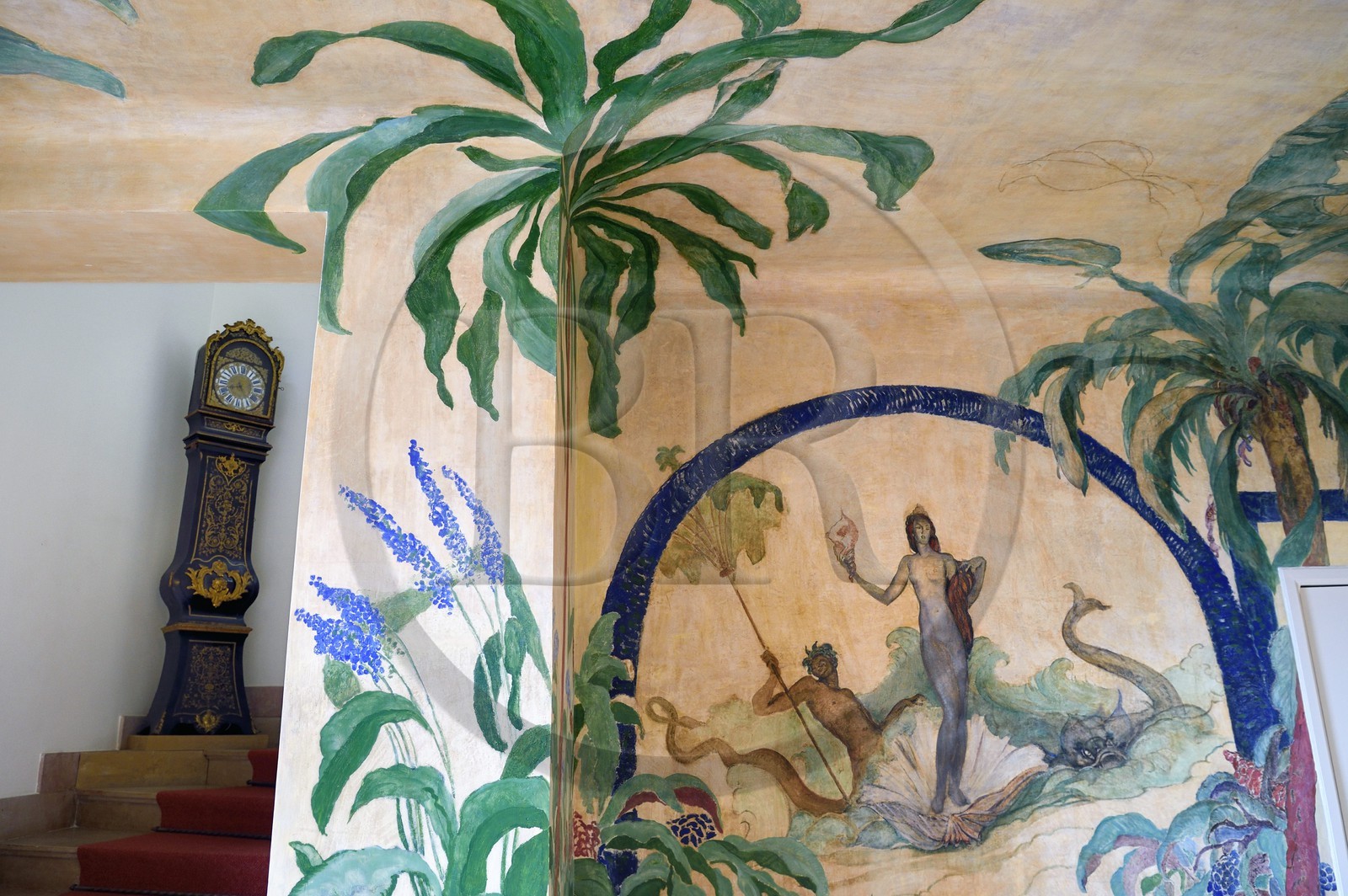 France, Alpes-Maritimes (06), Cannes, la villa Domergue, peinture murale oeuvre du peintre Jean-Gabriel Domergue