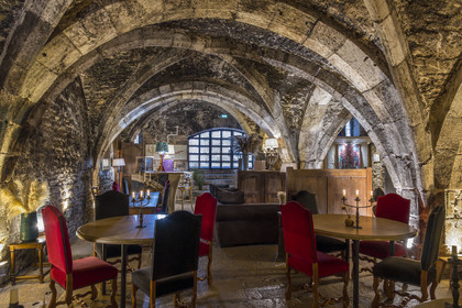 France, Cote d'Or, Climats terroirs of Burgundy listed as World Heritage by UNESCO, Beaune, Maizières Abbey Hotel, restaurant in the old winery