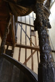 France, Finistere, Morlaix museum, 15th century half-timbered house with interior bridges called Maison a lanterne or Maison a pondalez, duchesse Anne (Reine Anne) House