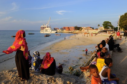Tanzania, Zanzibar Archipelago, Unguja island (Zanzibar), Stone Town, listed as World Heritage by UNESCO, the trade port seen from the Forodhani gardens