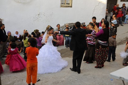 Turkey, Central Anatolia, Ankara, citadel in the old town, Gypsy wedding in the street