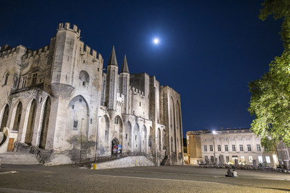 France, Vaucluse (84), Avignon, Palais des Papes classé Patrimoine mondial de l'UNESCO, la facade ouest sur la place du Palais