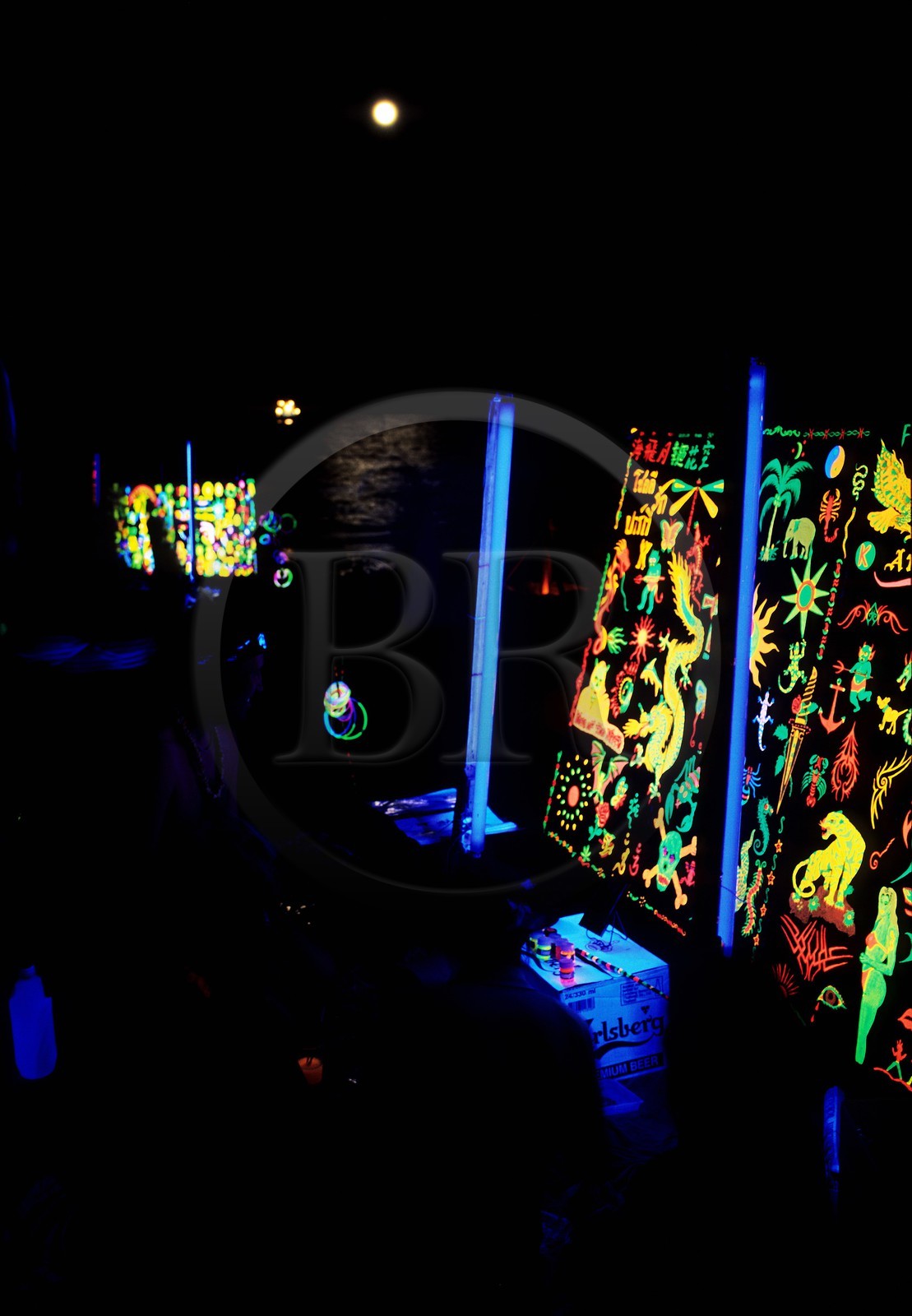 Thaïlande, Archipel îles Samui, Full Moon Party sur l' île de Koh Pha-Ngan, début de soirée sur la plage de Had Rin