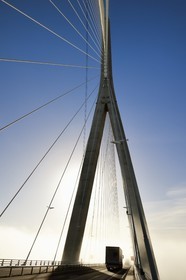 France, between  Calvados and Seine Maritime, the Pont de Normandie (Normandy Bridge) spans the Seine