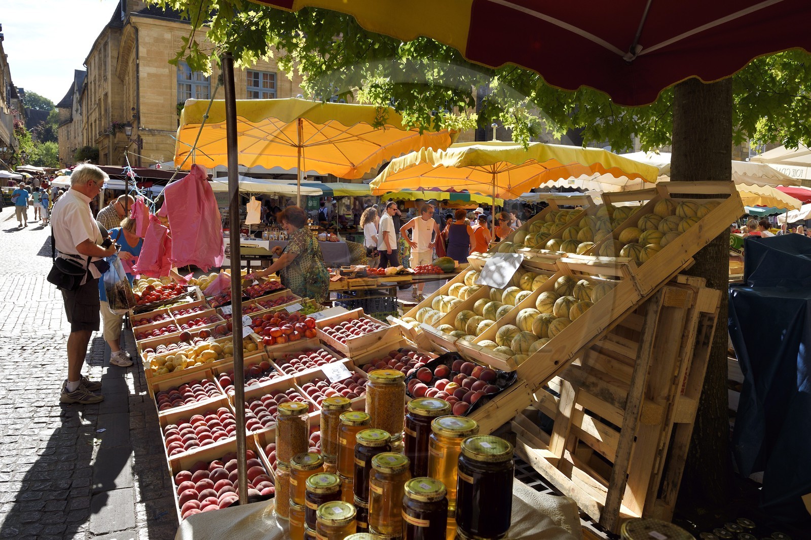 France, Dordogne (24), Périgord Noir, vallée de la Dordogne, Sarlat-la-Canéda, jour de marché Place de la Liberté
