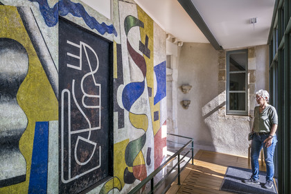 France, Yonne, regional natural park of Morvan, Vézelay, a UNESCO World Heritage site, labelled Les Plus Beaux Villages de France, the musée Zervos - Maison Romain-Rolland, the first mural painting by Fernand Léger, created in Vézelay in 1934